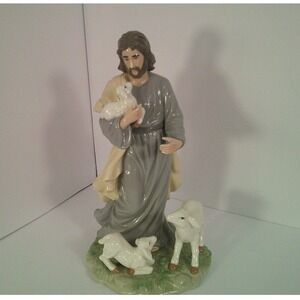 MTME Porcelain Joseph Lamb Figurine Good Shepherd Religious Statue 12" Glossy